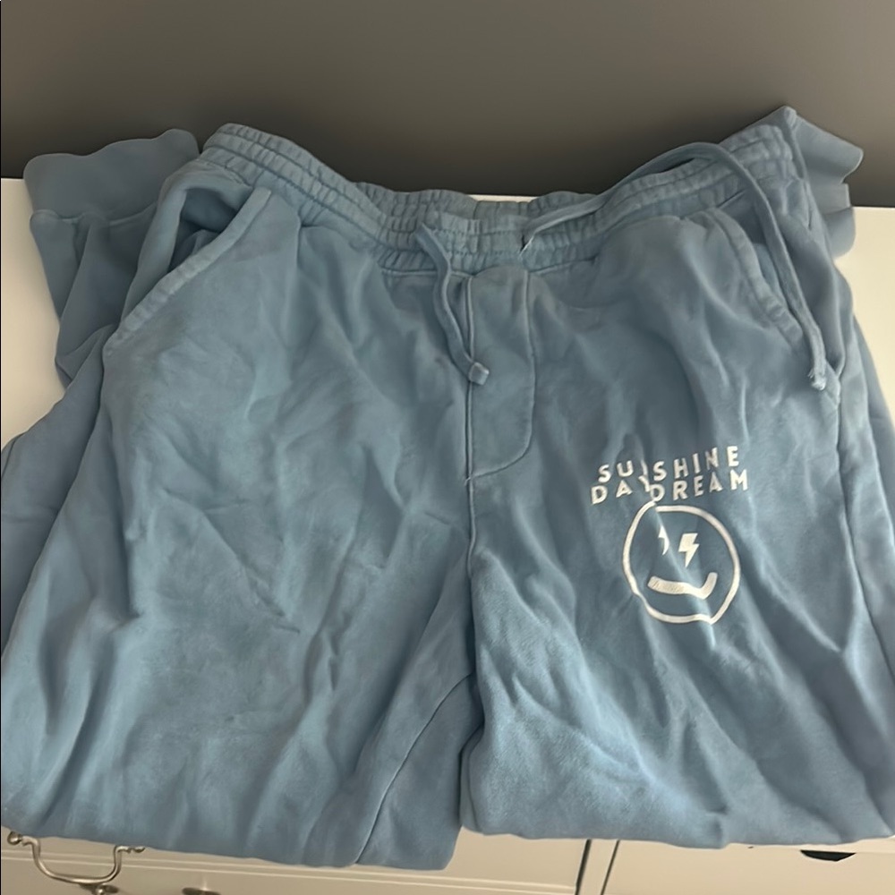 Light Blue SweatPants with Lighteng bolt- Smiley Face!